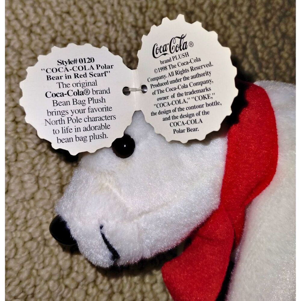 1998 Collectible Coca Cola Bean Bag Plush Polar Bear (NWT) - Picture 5 of 9
